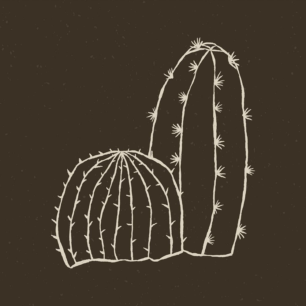 Doodle cactus logo vector logo on dark gray background
