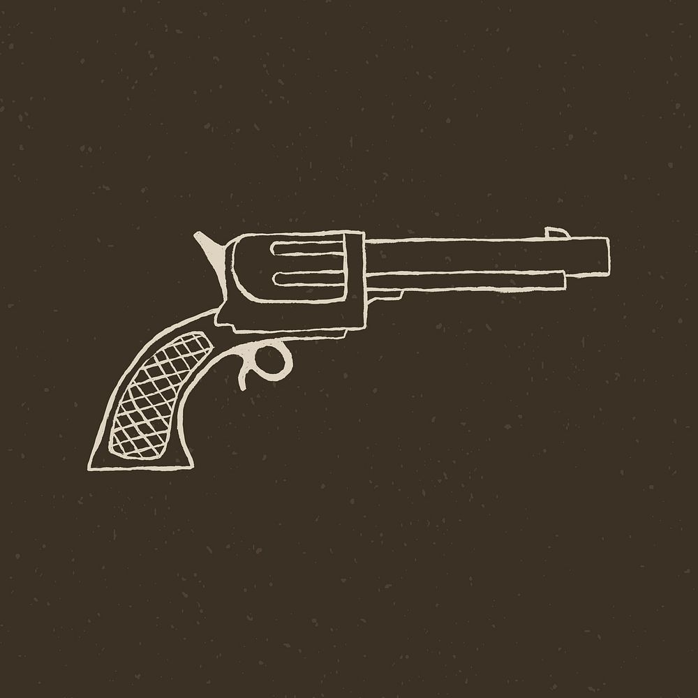 Cowboy gun psd logo hand drawn vintage theme
