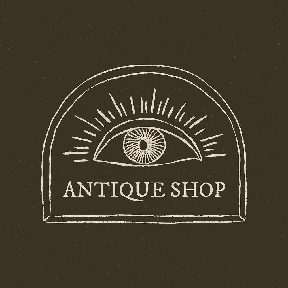 Antique shop logo psd with eye illustration