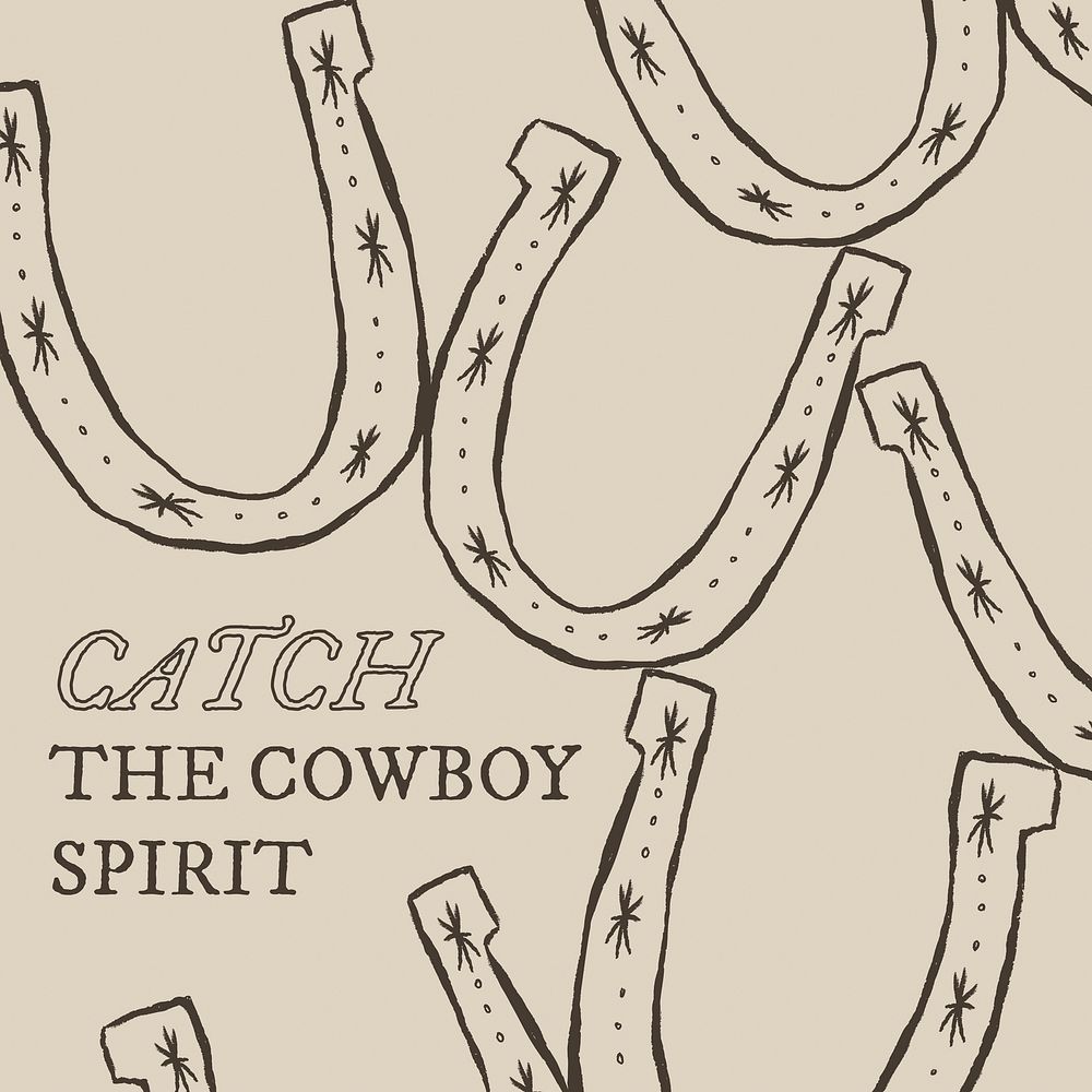 Wild west graphic with hand drawn horseshoe