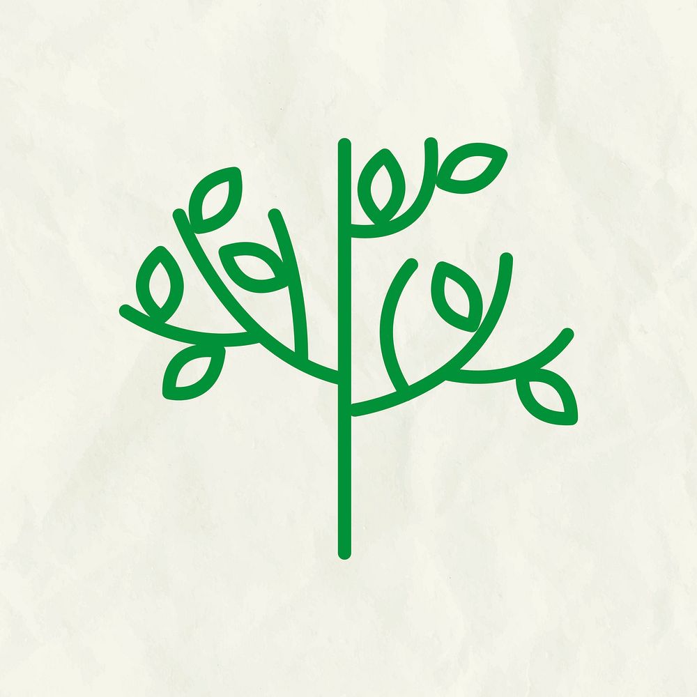 Tree line icon vector in green tone
