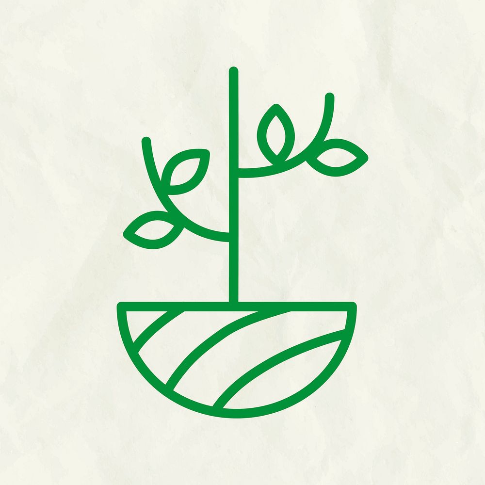 Tree line icon vector in green tone
