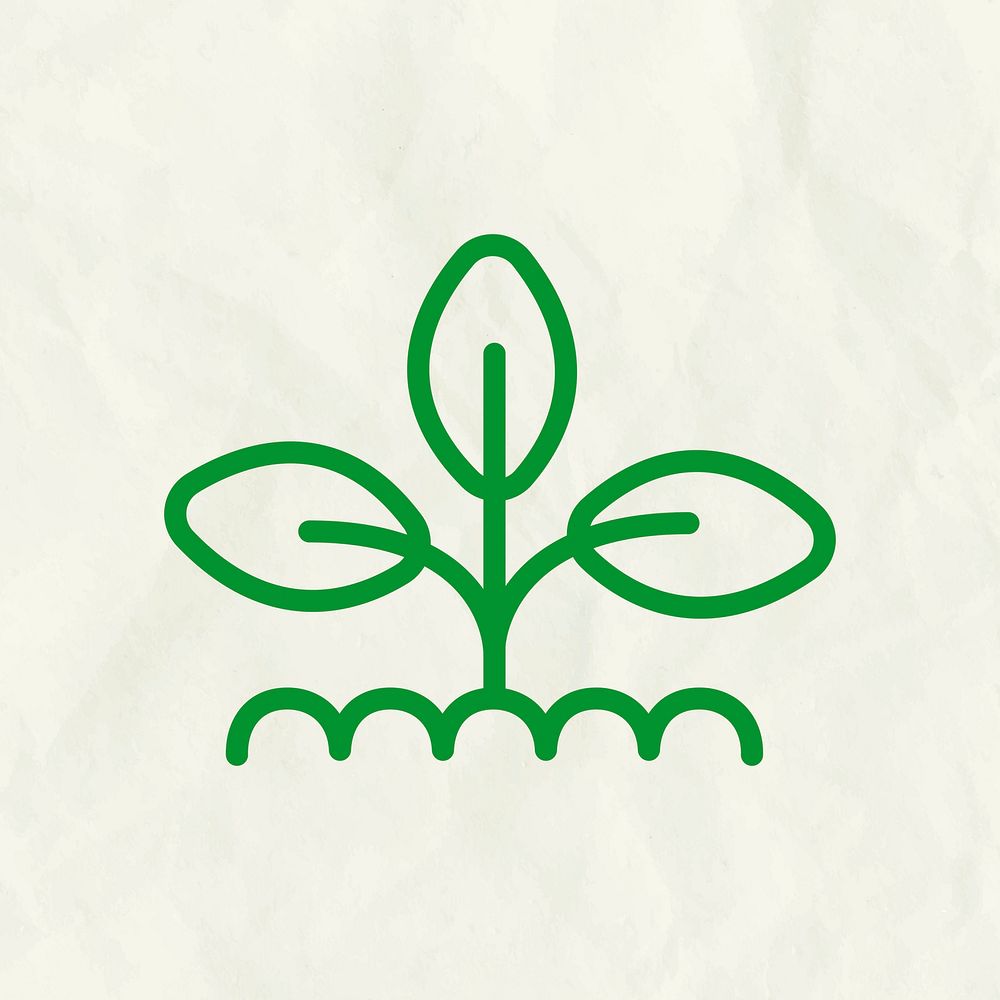 Leaf line icon vector in green tone