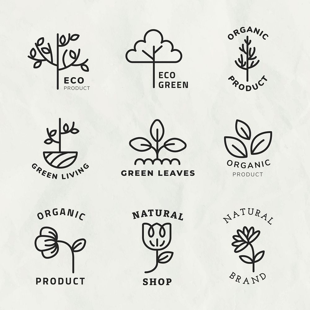Line eco logo illustration for eco branding set