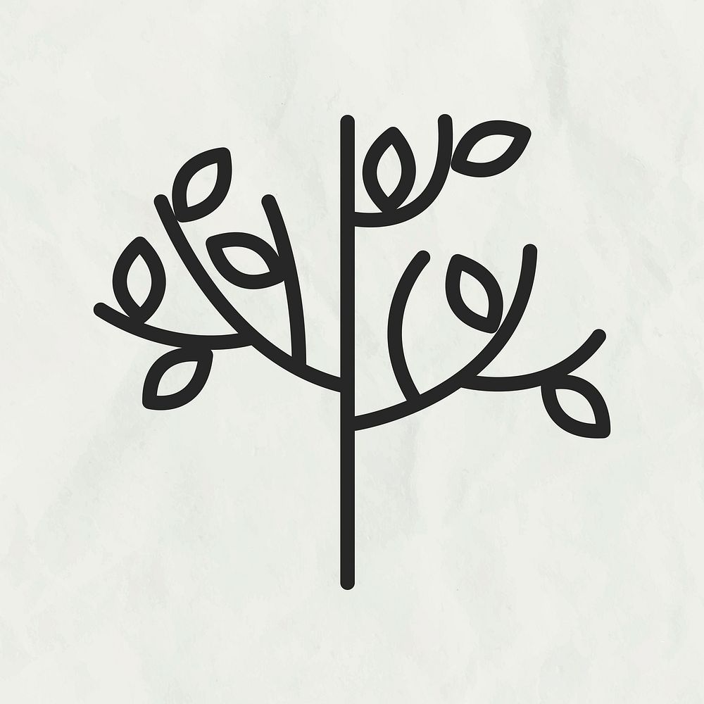 Tree line icon vector in black tone