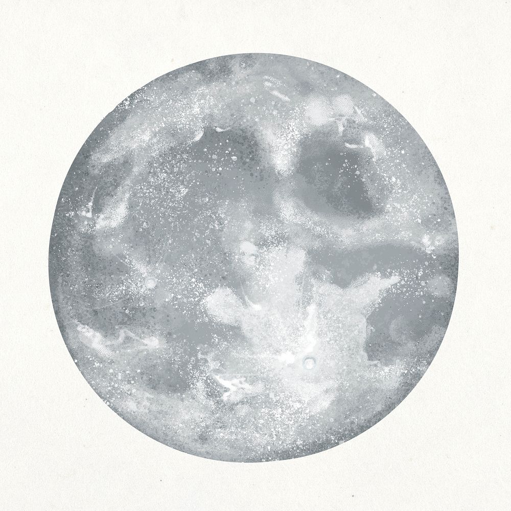 Grey full moon illustration on white background