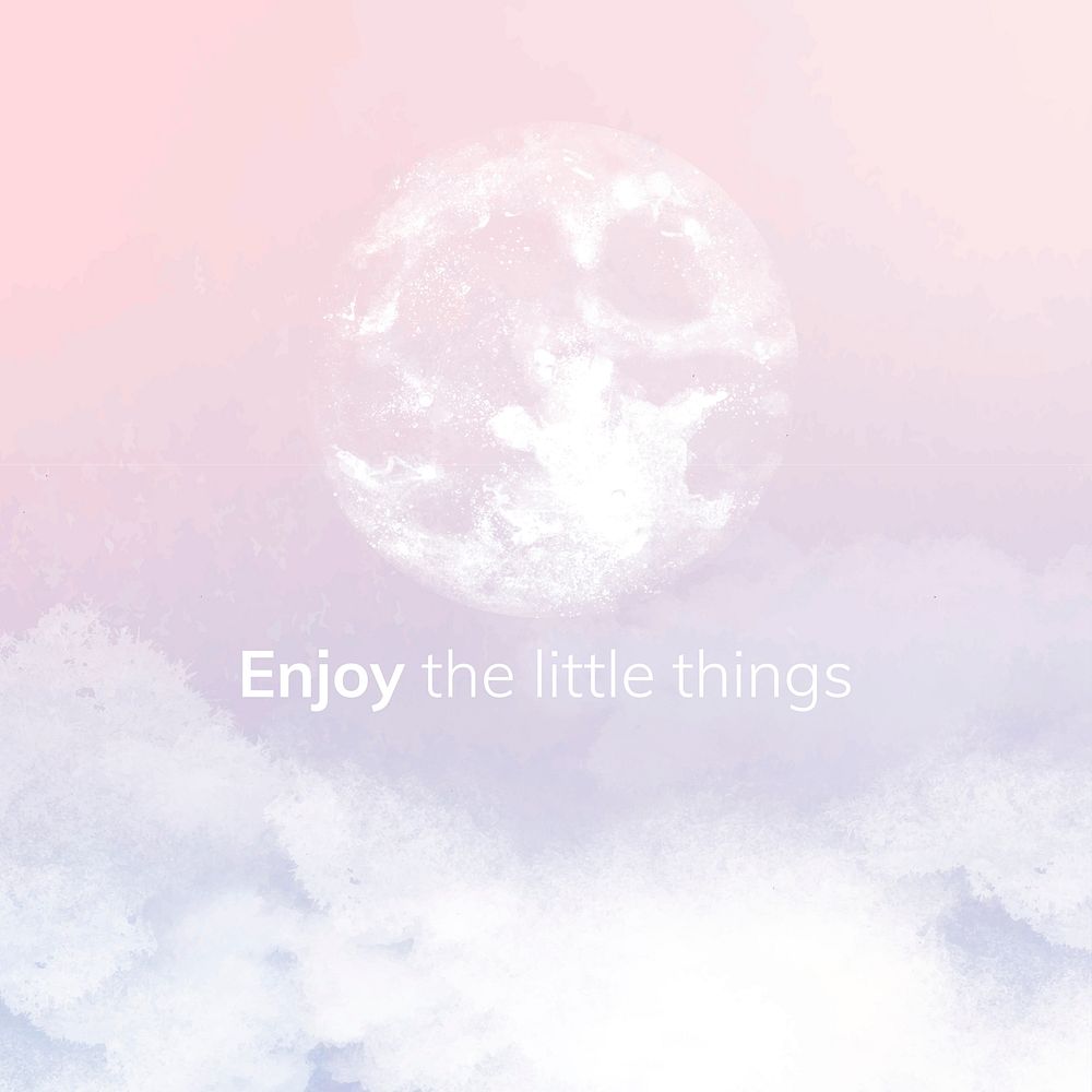 Sky graphic in aesthetic pastel style with text, enjoy the little things