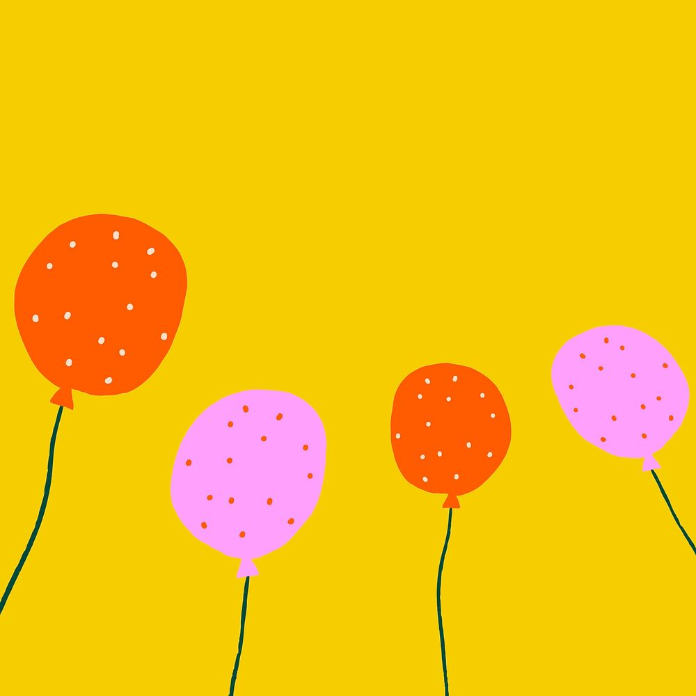 Yellow party balloons background in birthday theme