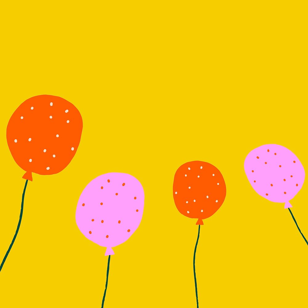 Yellow party balloons background vector in birthday theme