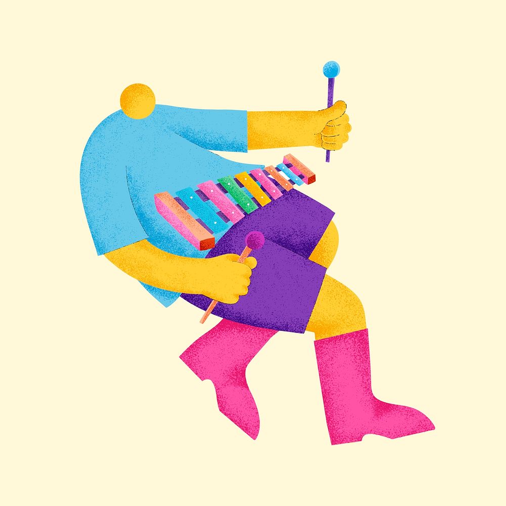 Xylophonist colorful musician illustration