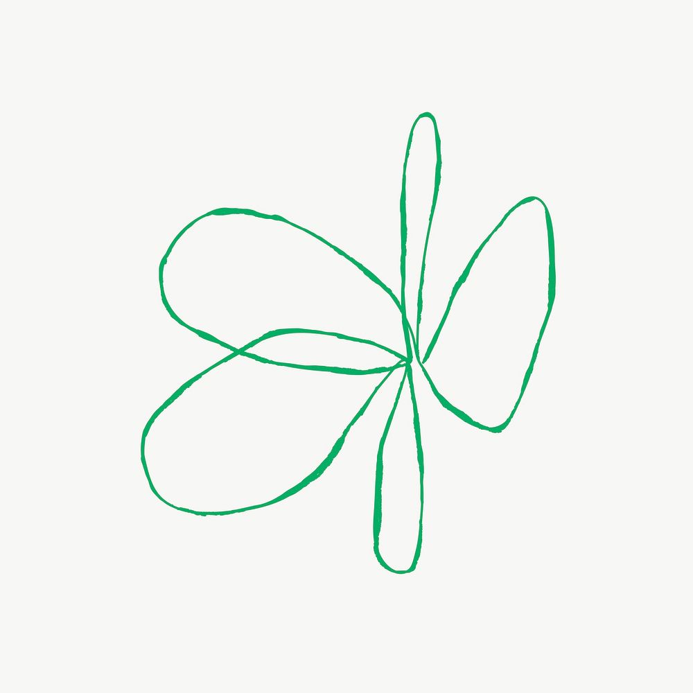 Green flower cute doodle illustration