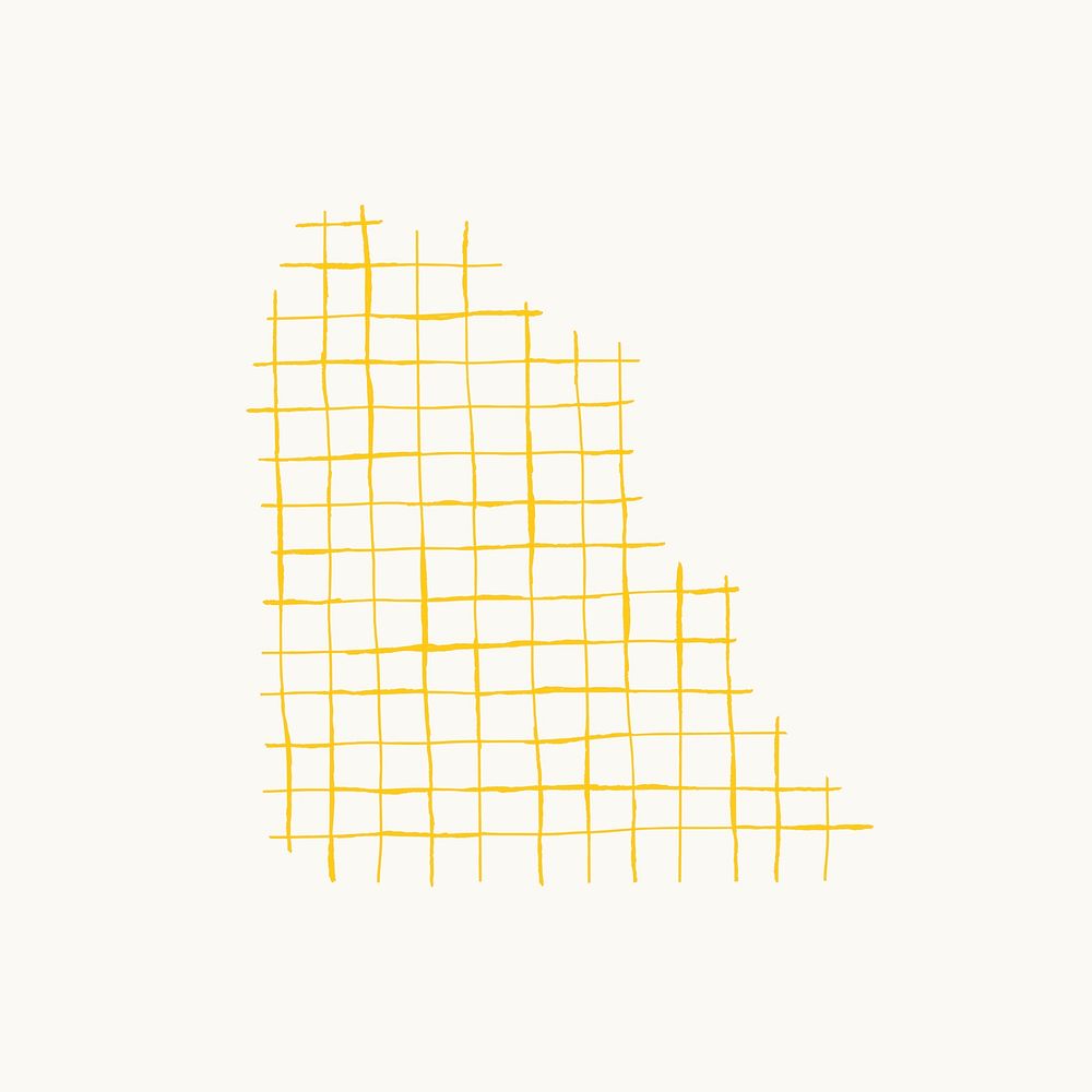 Yellow abstract grid vector in doodle style