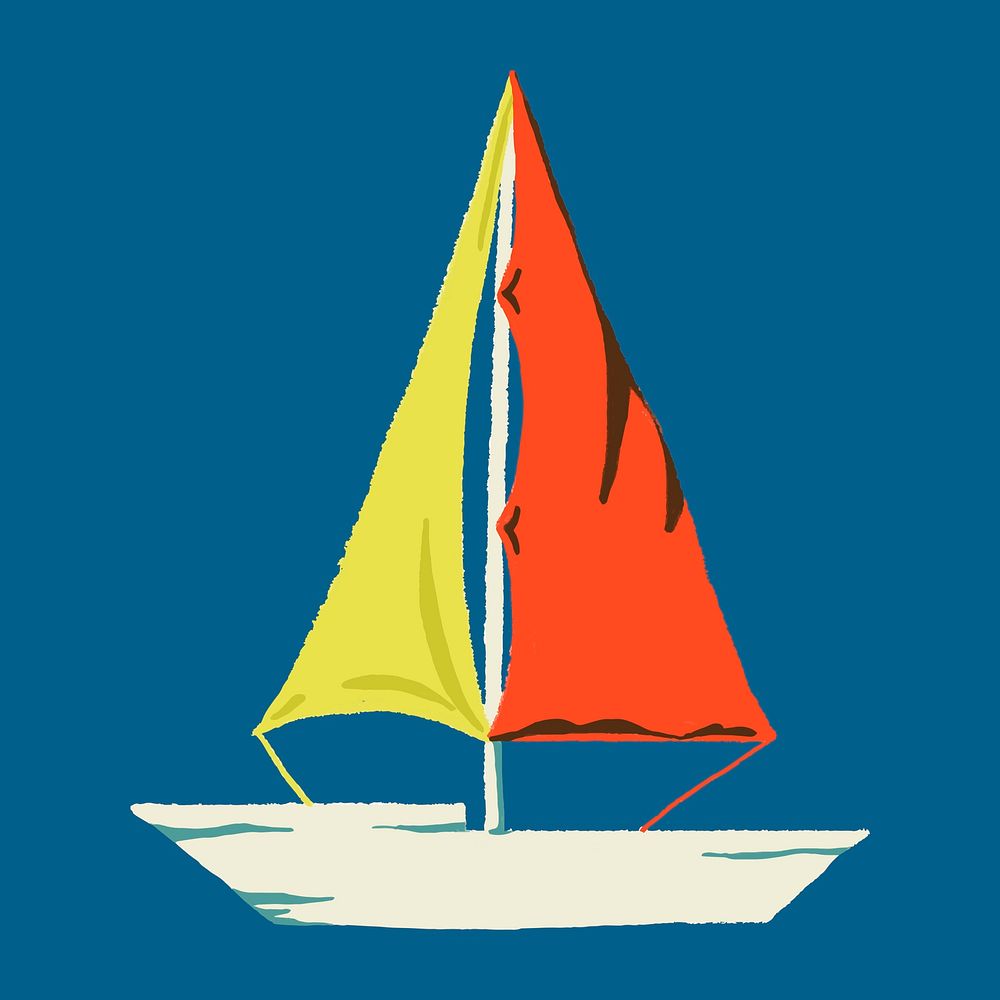 Tropical sailboat sticker vector in summer vacation theme
