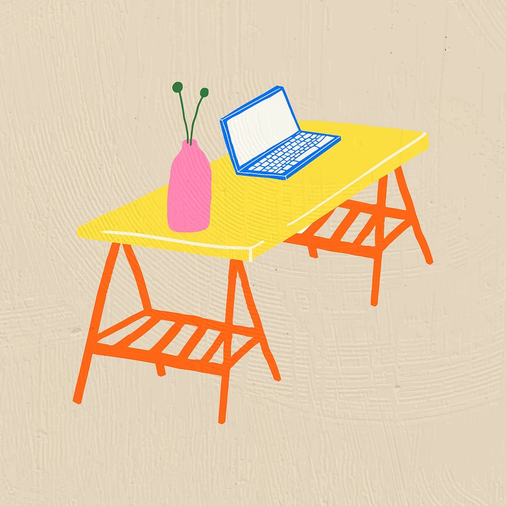 Hand drawn object furniture in colorful flat graphic style