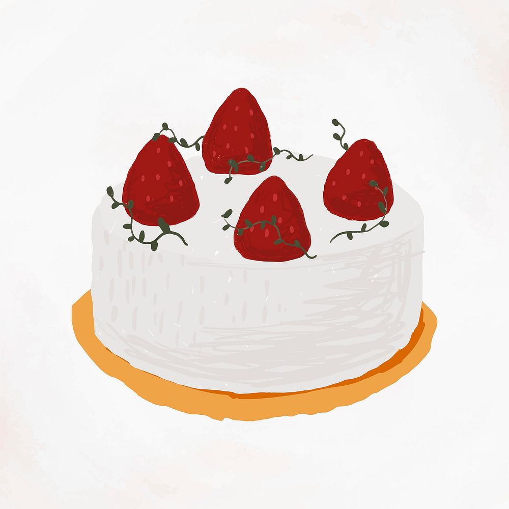 Strawberry pound cake element cute hand drawn style
