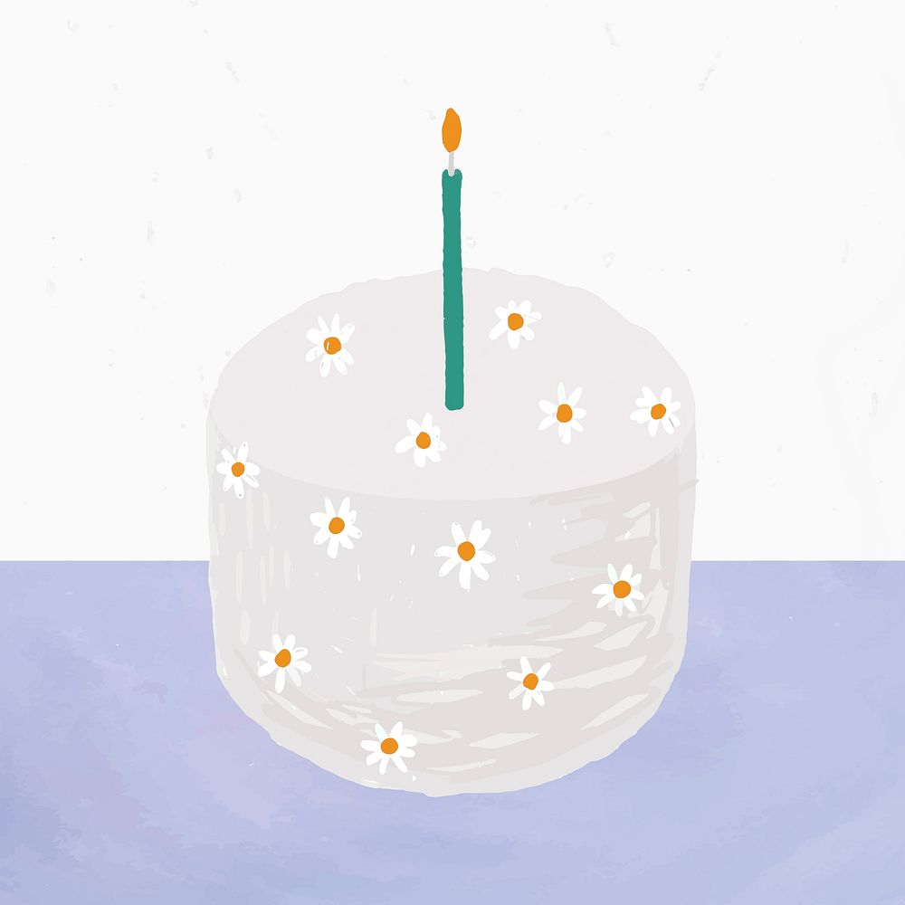 White birthday cake element cute hand drawn style