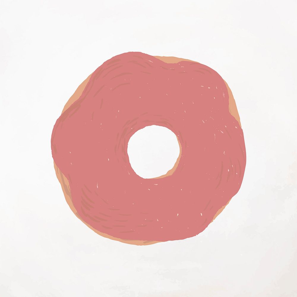 Strawberry frosted donut element cute hand drawn style