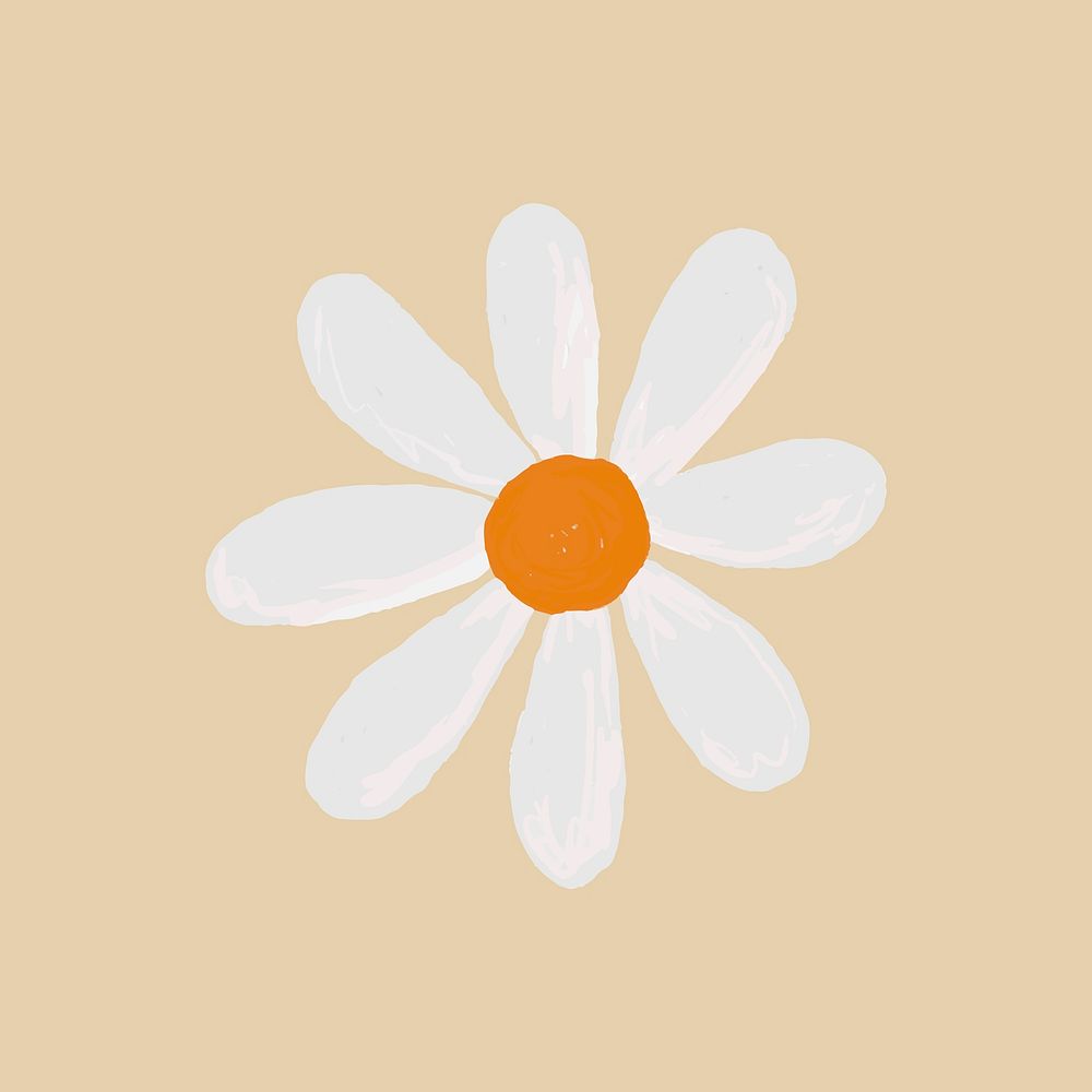 Cute daisy flower element in beig background hand drawn style
