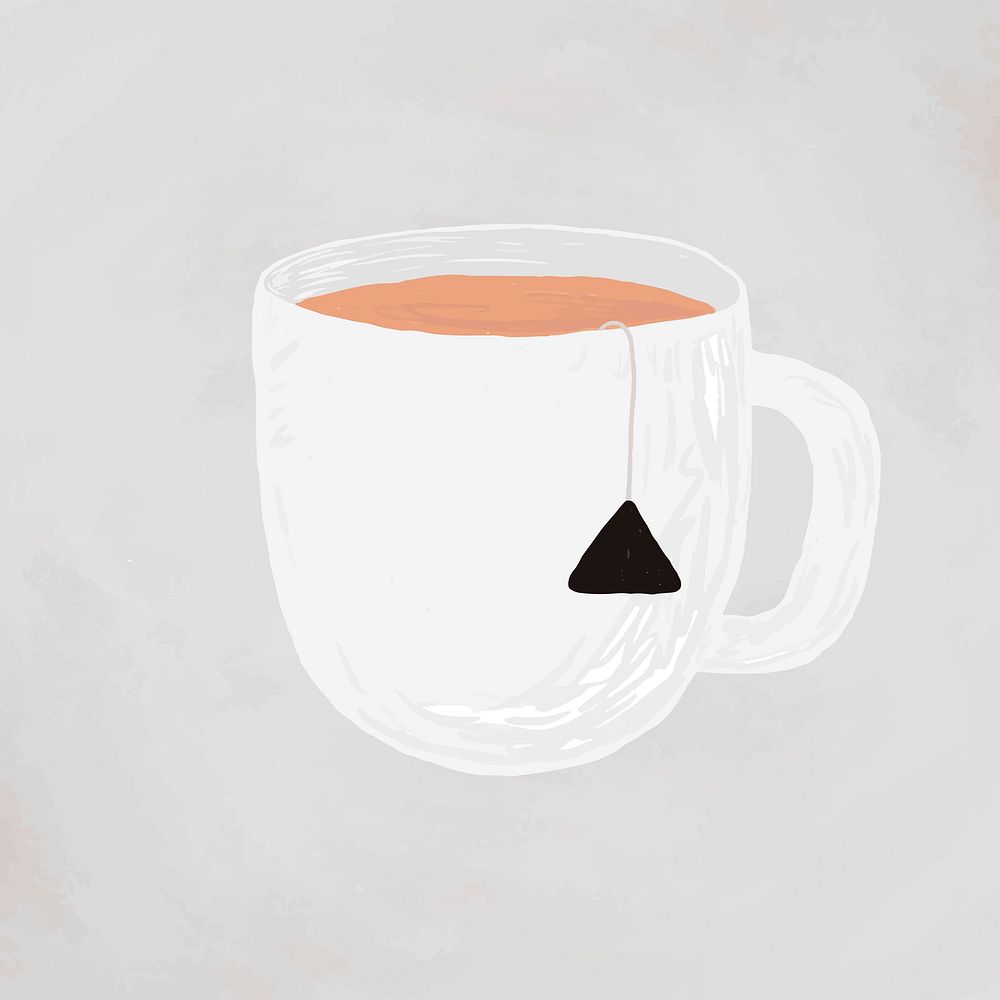 Cup of tea element cute hand drawn style