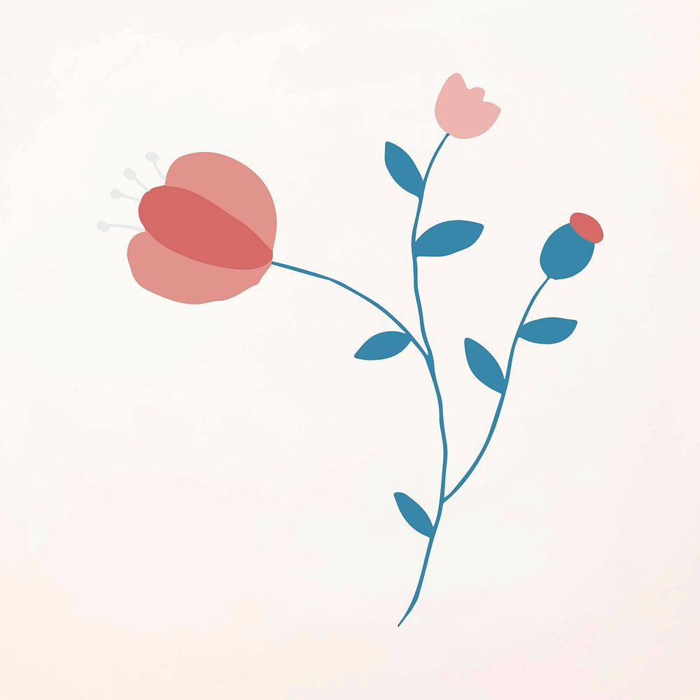 Blooming pink flower element vector feminine style