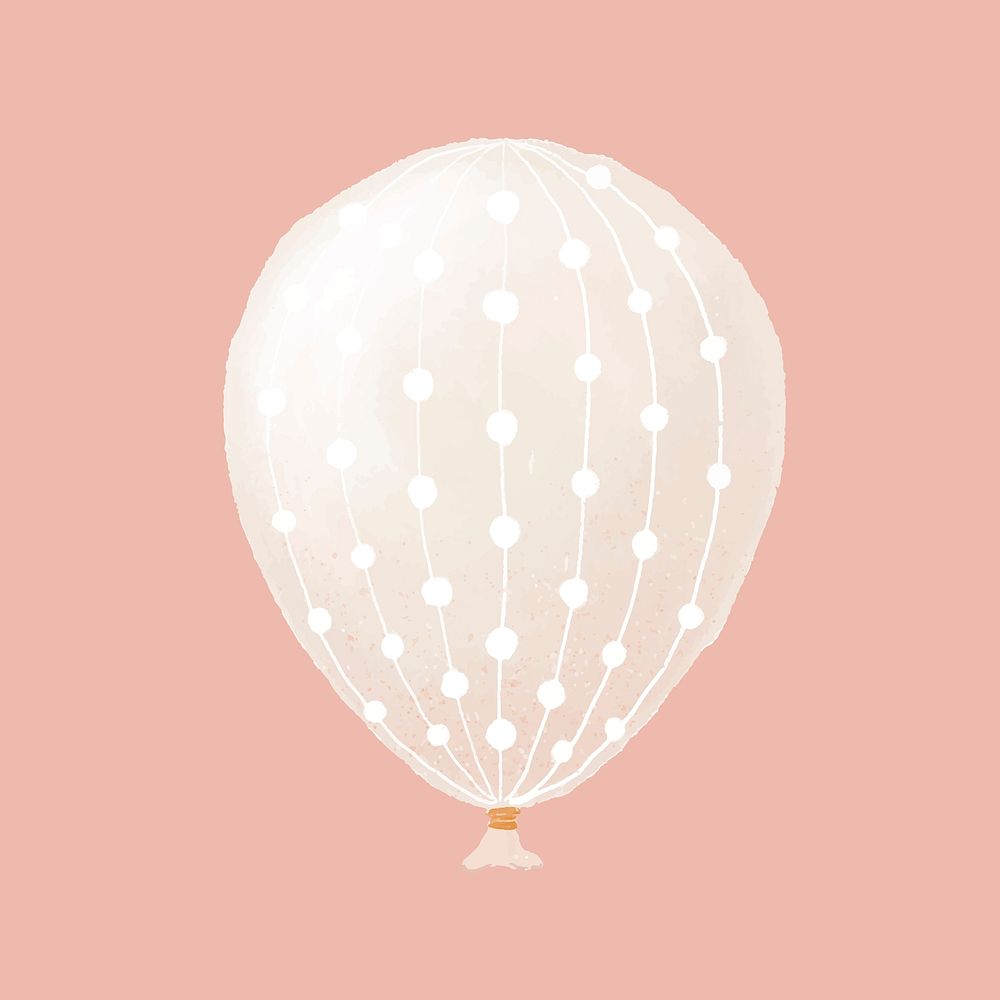 White party balloon element with white dots and lines