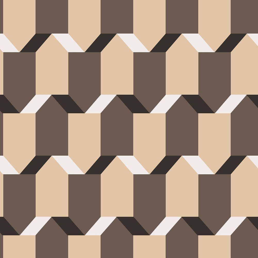 Pentagon 3D geometric pattern vector brown background in simple style