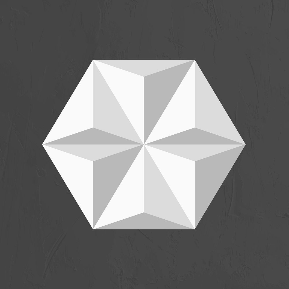 3D hexagon geometric shape vector in grey abstract style