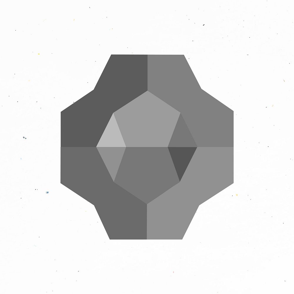3D irregular geometric shape in grey abstract style
