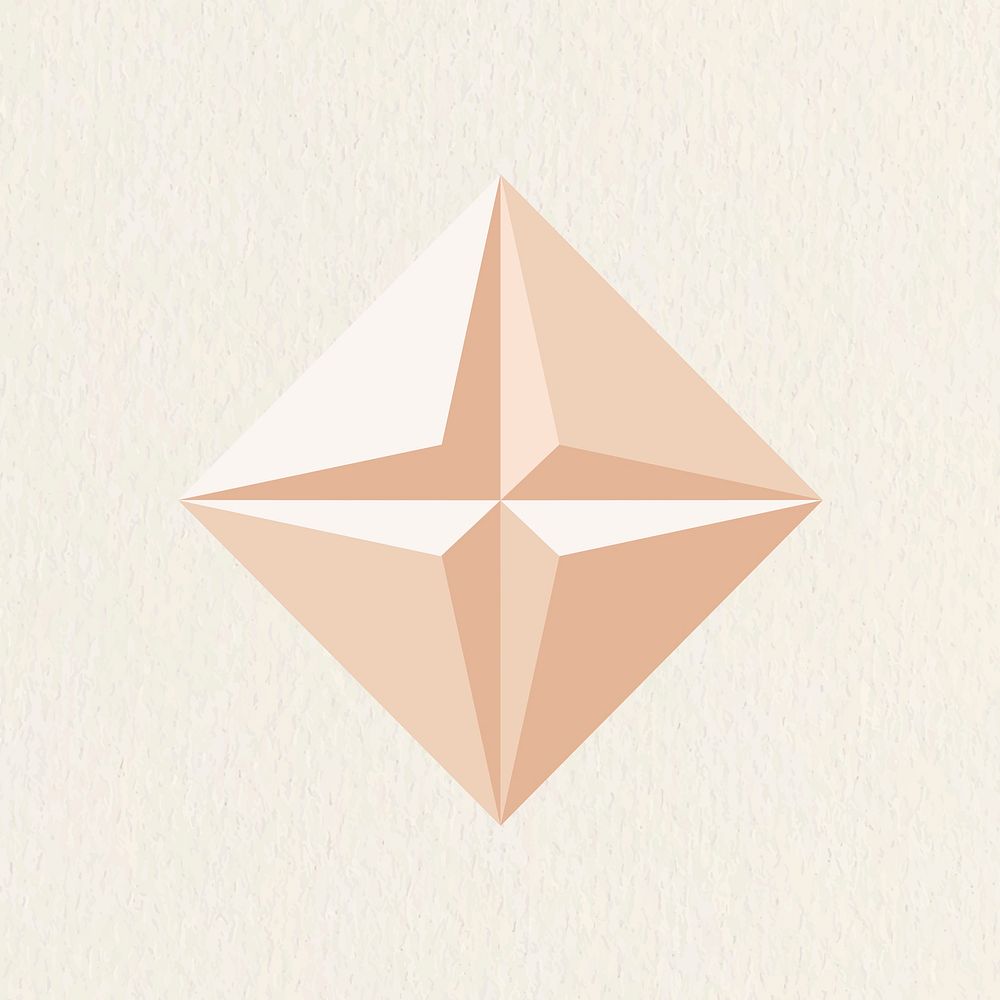 3D square geometric shape vector in orange abstract style