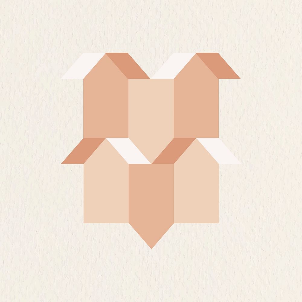 3D pentagon geometric shape in orange abstract style