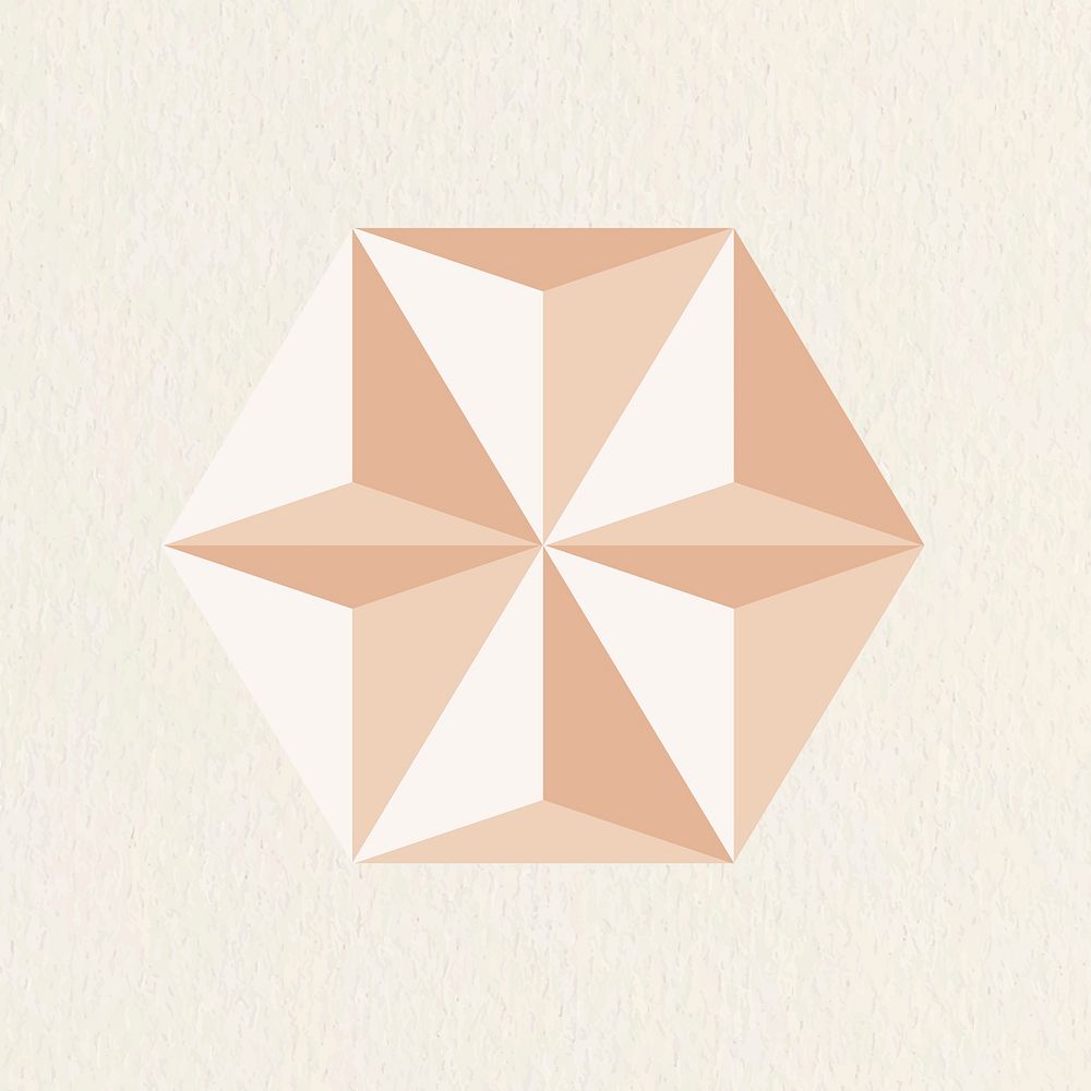 3D hexagon geometric shape vector in orange abstract style