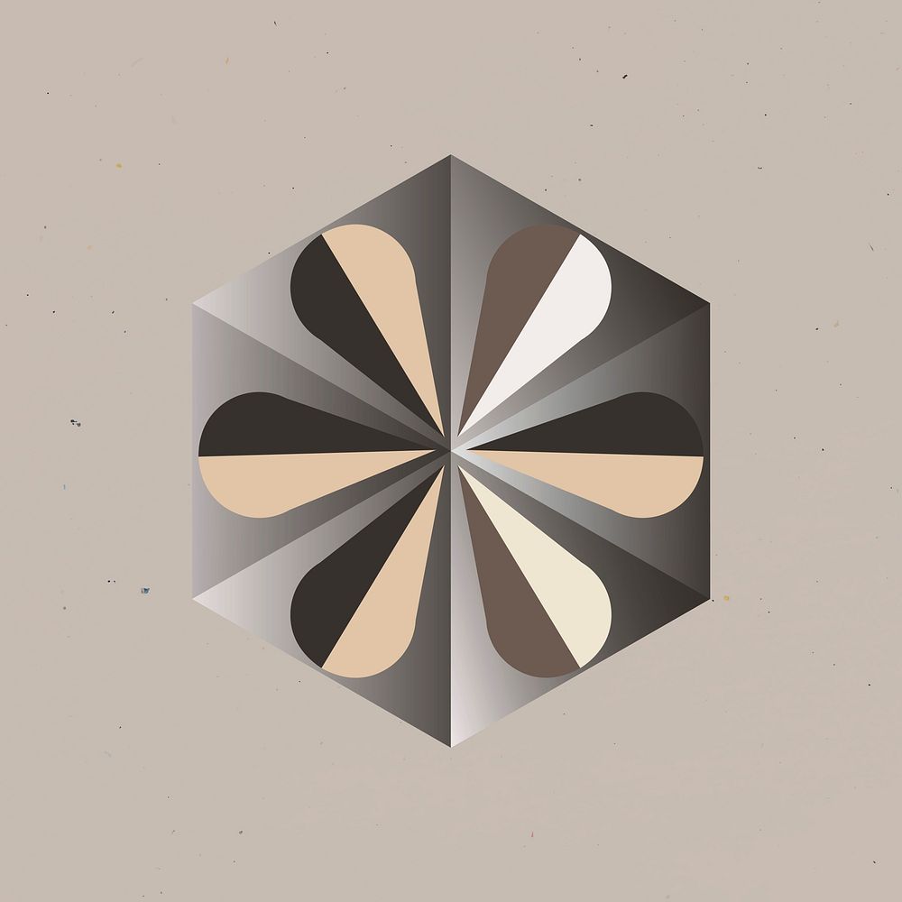 3D heptagon geometric shape vector in brown abstract style