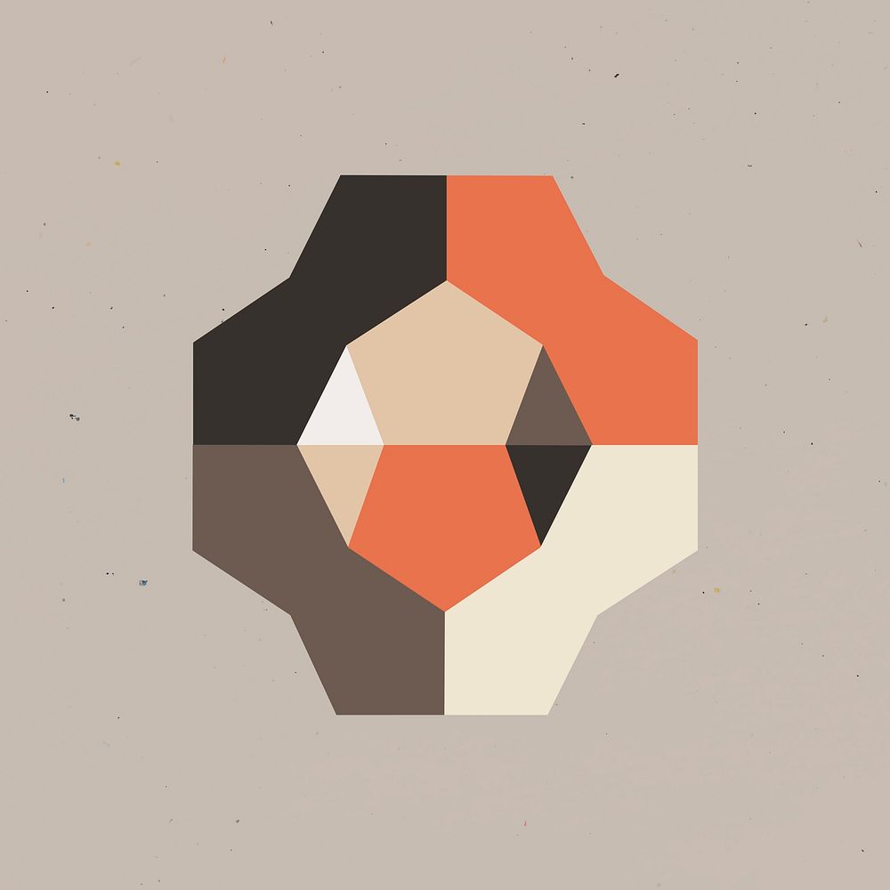 3D irregular geometric shape vector in orange abstract style