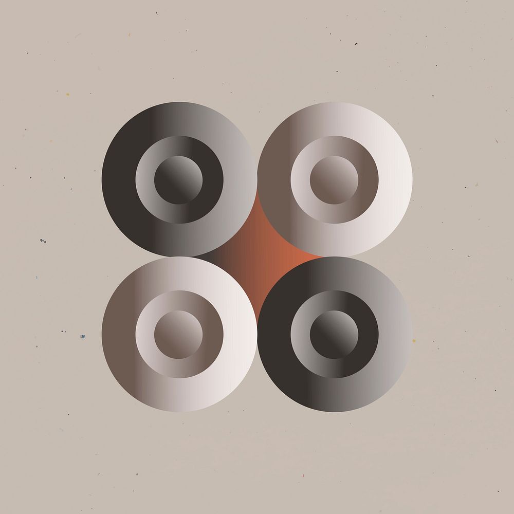 3D circle geometric shape vector in brown abstract style
