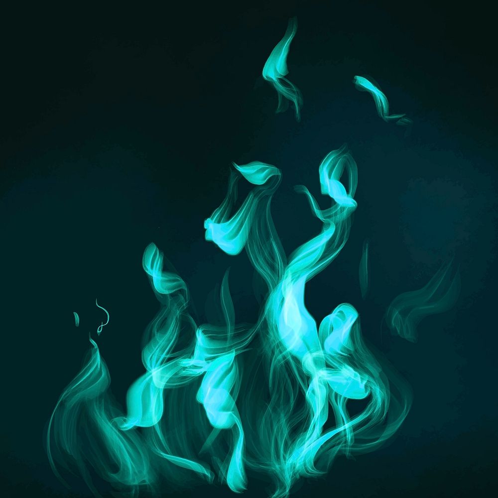 Blue flame element vector in black background