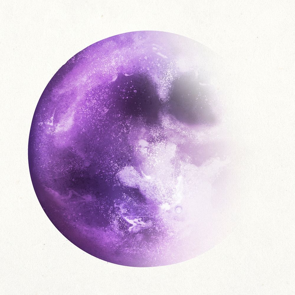 Purple moon in white background