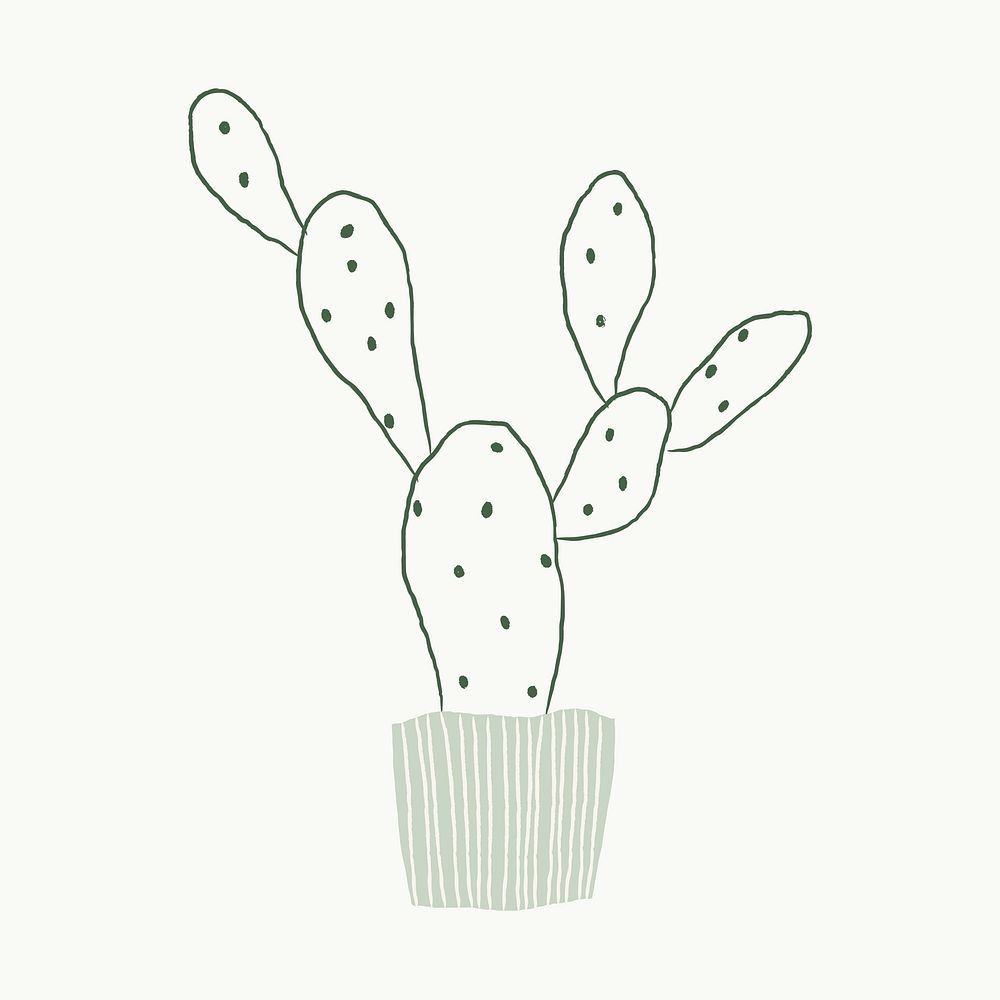 Houseplant cactus vector doodle hand drawn