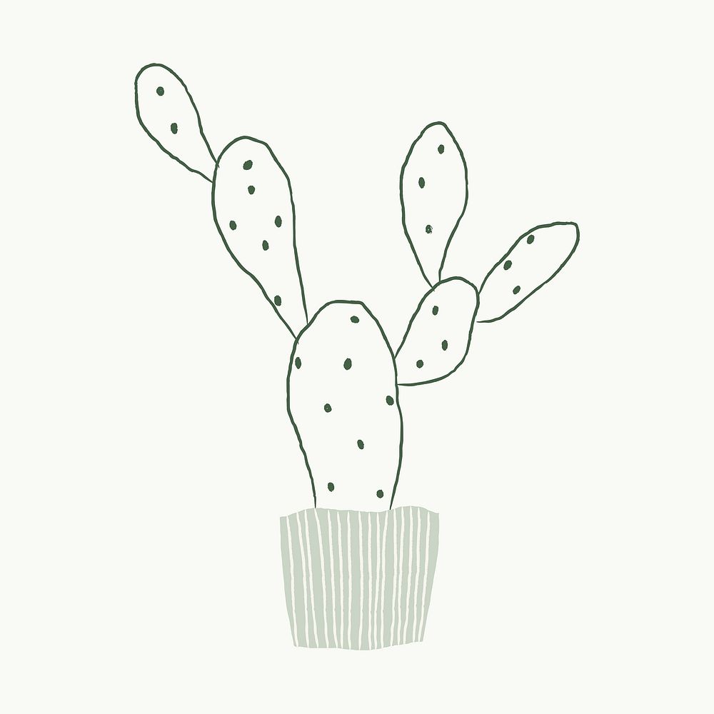 Potted houseplant bunny ears cactus doodle