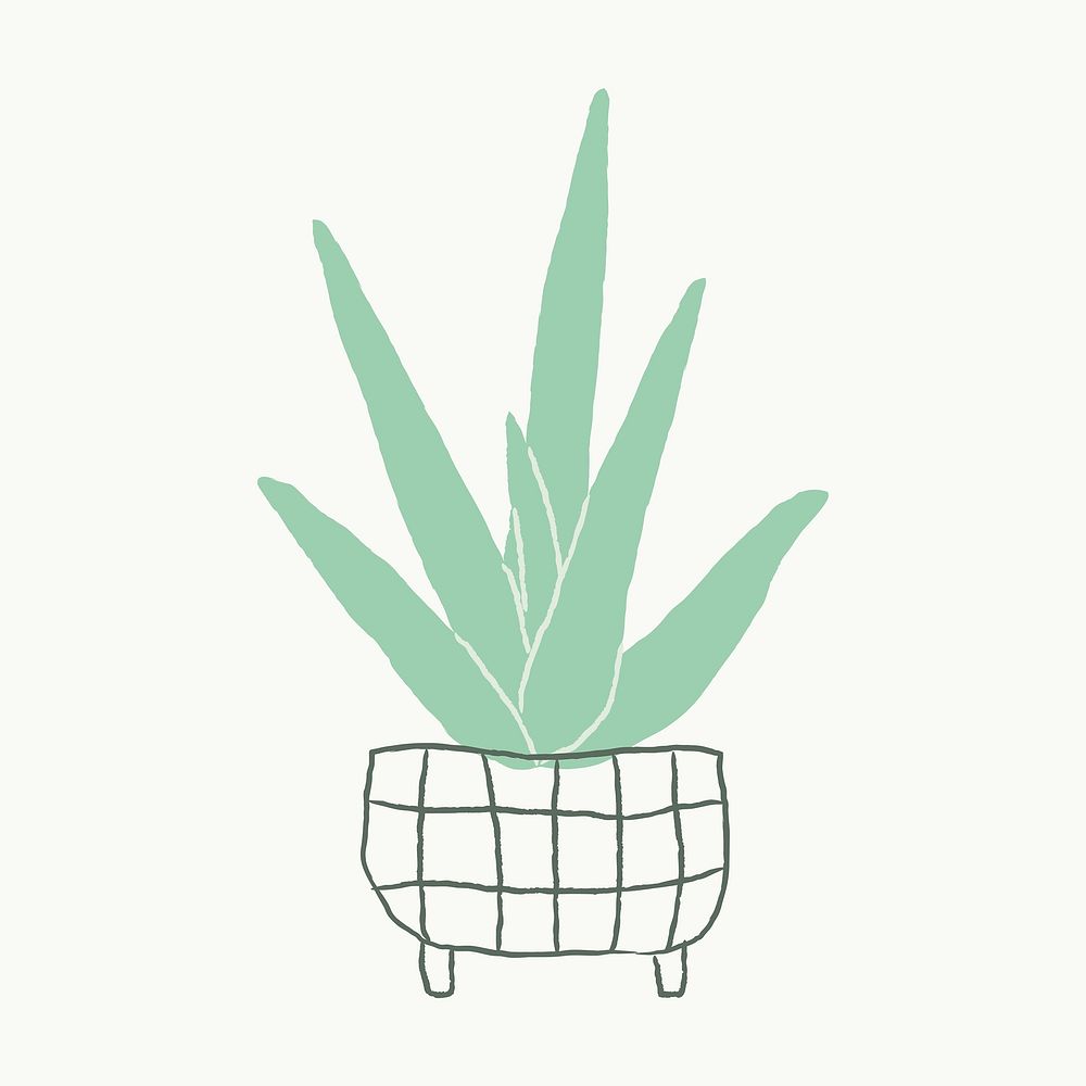 Potted aloe vera houseplant doodle