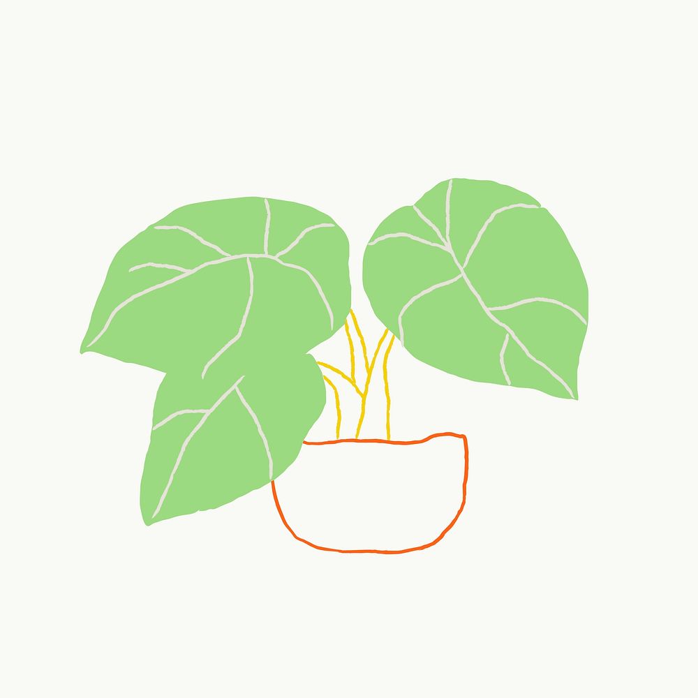 Potted houseplant in simple doodle style
