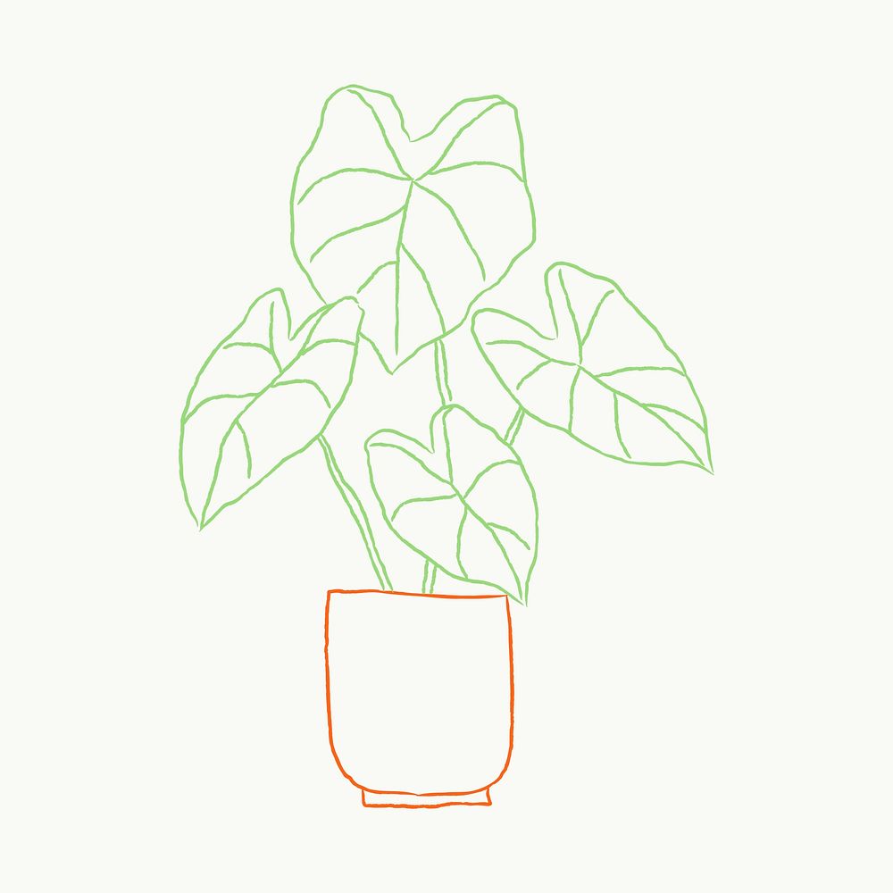 Potted plant vector houseplant doodle