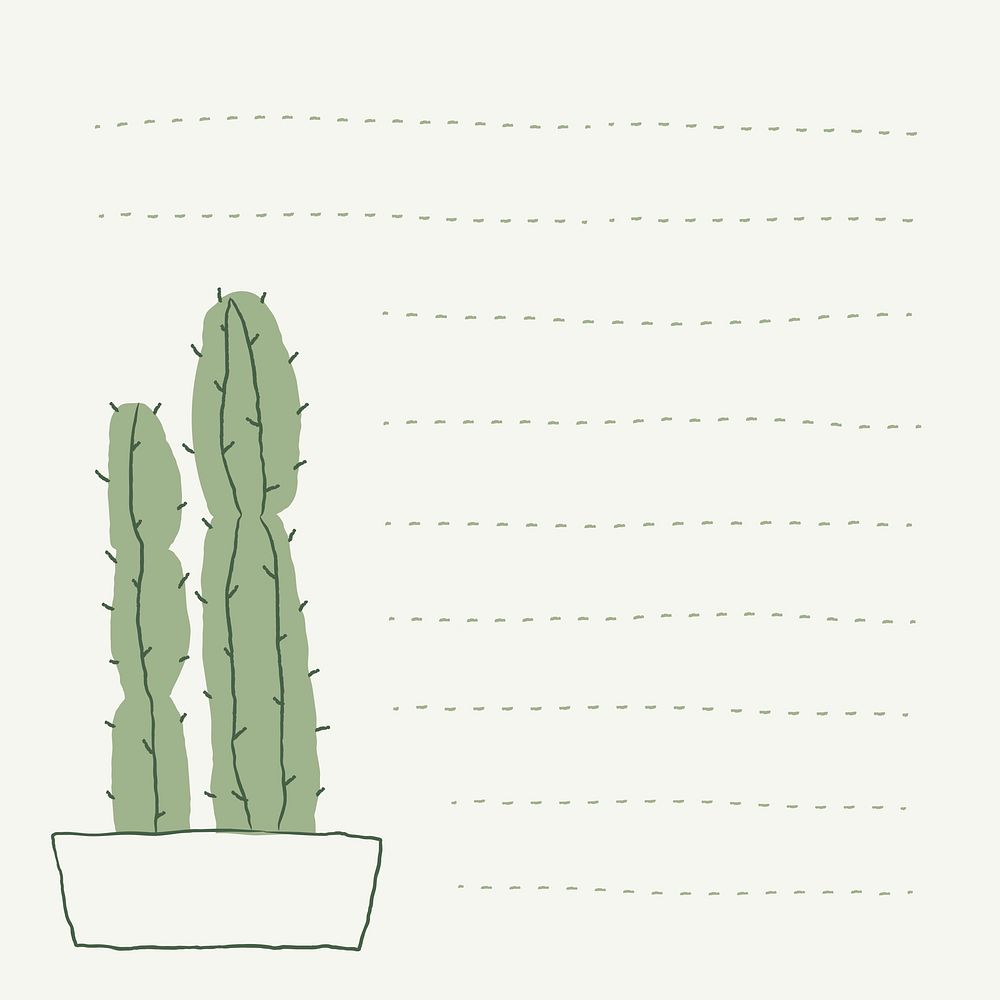 Cereus Cactus doodle vector and lined note background
