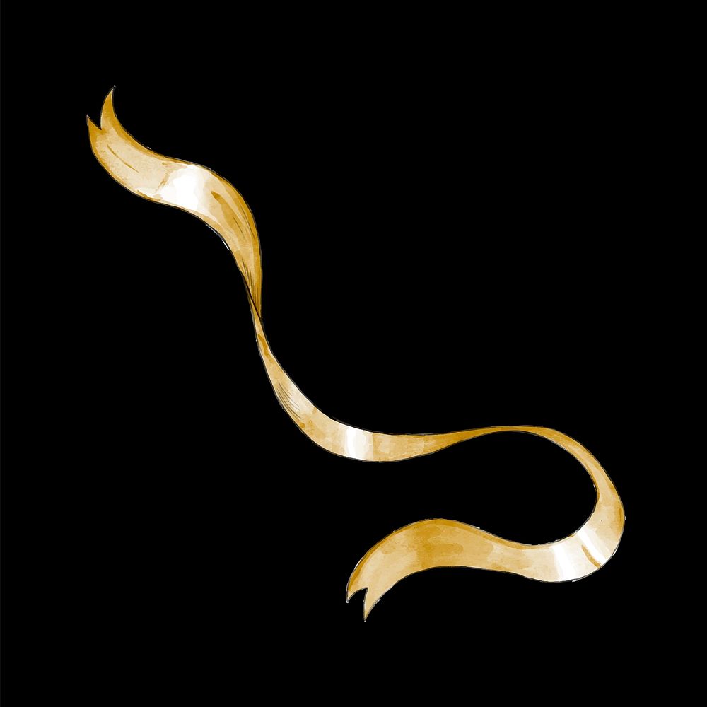 Festive gold ribbon vector hand drawn design element