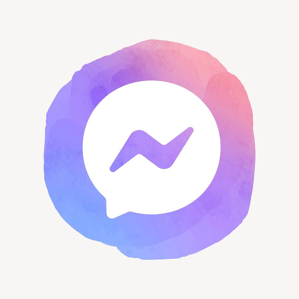 Facebook Messenger app icon with a watercolor graphic effect. 21 JULY 2021 - BANGKOK, THAILAND