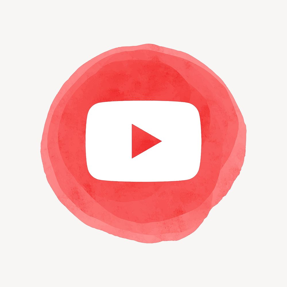 YouTube app icon with a watercolor graphic effect. 21 JULY 2021 - BANGKOK, THAILAND