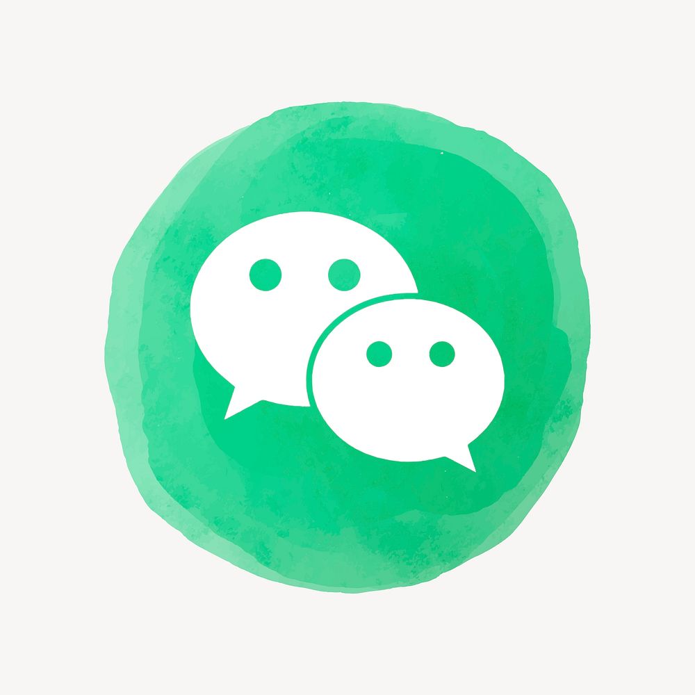 WeChat logo in watercolor design. Social media icon. 21 JULY 2021 - BANGKOK, THAILAND