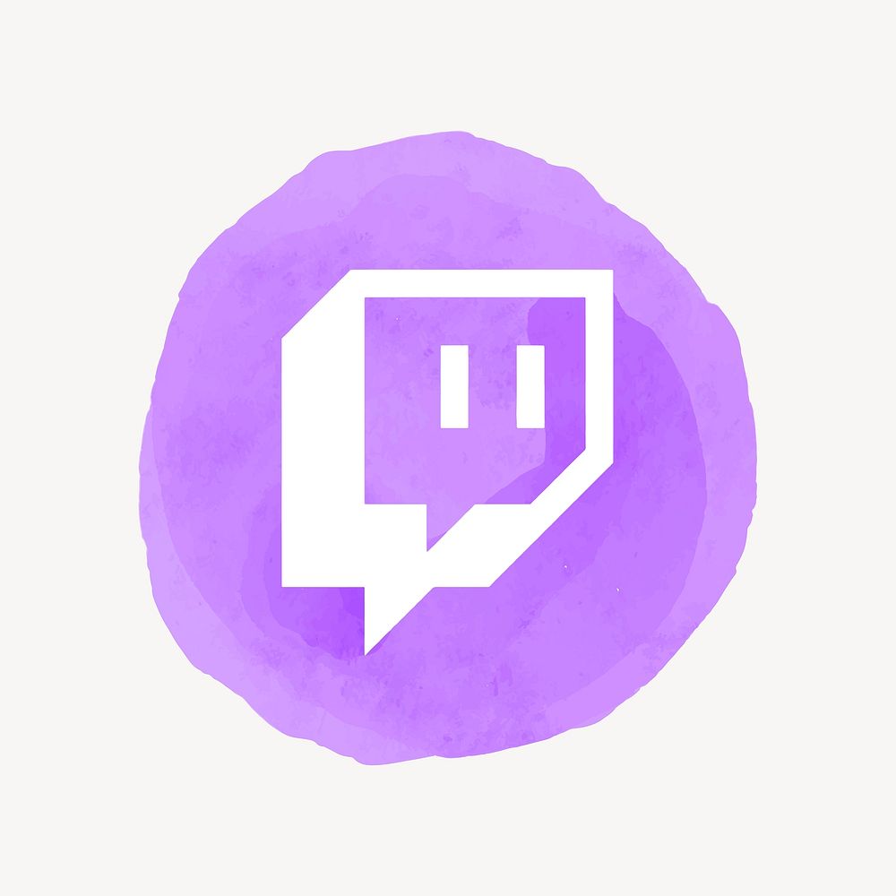 Twitch icon for social media in watercolor design. 21 JULY 2021 - BANGKOK, THAILAND