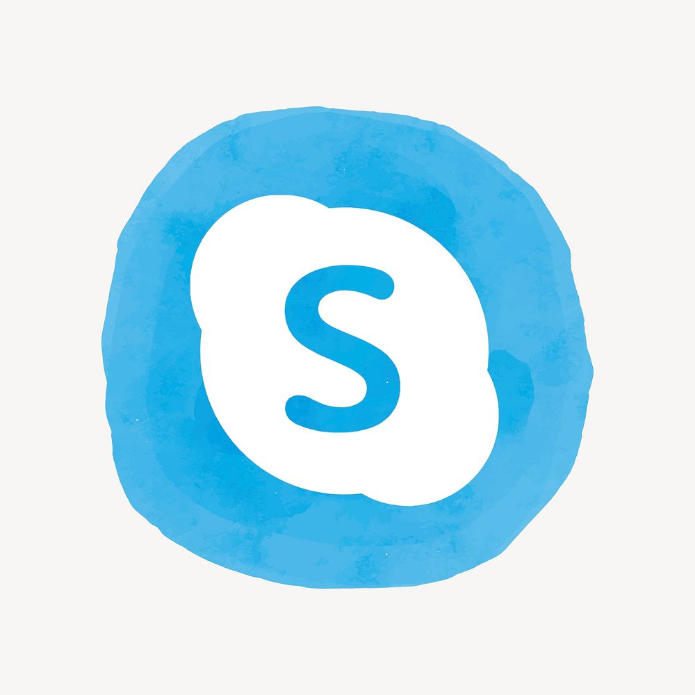 Skype app icon vector with a watercolor graphic effect. 21 JULY 2021 - BANGKOK, THAILAND