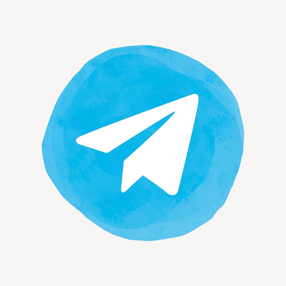 Telegram logo in watercolor design. Social media icon. 21 JULY 2021 - BANGKOK, THAILAND
