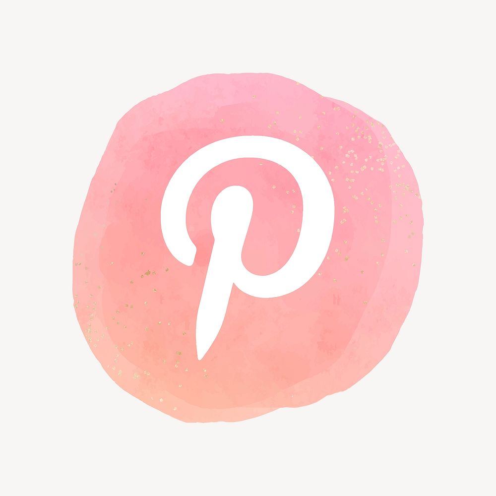 Pinterest logo in watercolor design. Social media icon. 21 JULY 2021 - BANGKOK, THAILAND